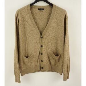 Kallspin Men's 2XL Wool Blend Light Brown Melange V-Neck Cardigan Sweater